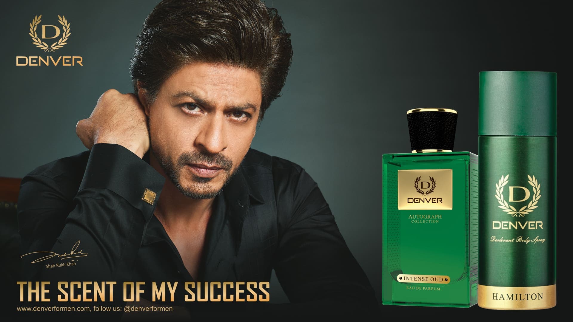 Denver fragrance campaign visual with product bottle